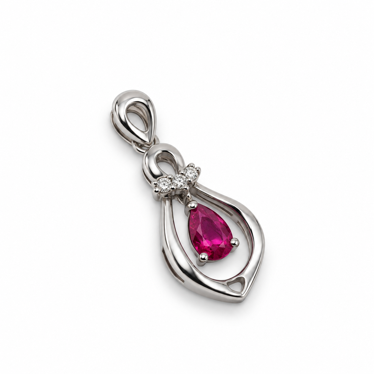 Tourmaline & American Diamond Sterling Silver Pendant in 925 sterling silver - photo 3 of 5