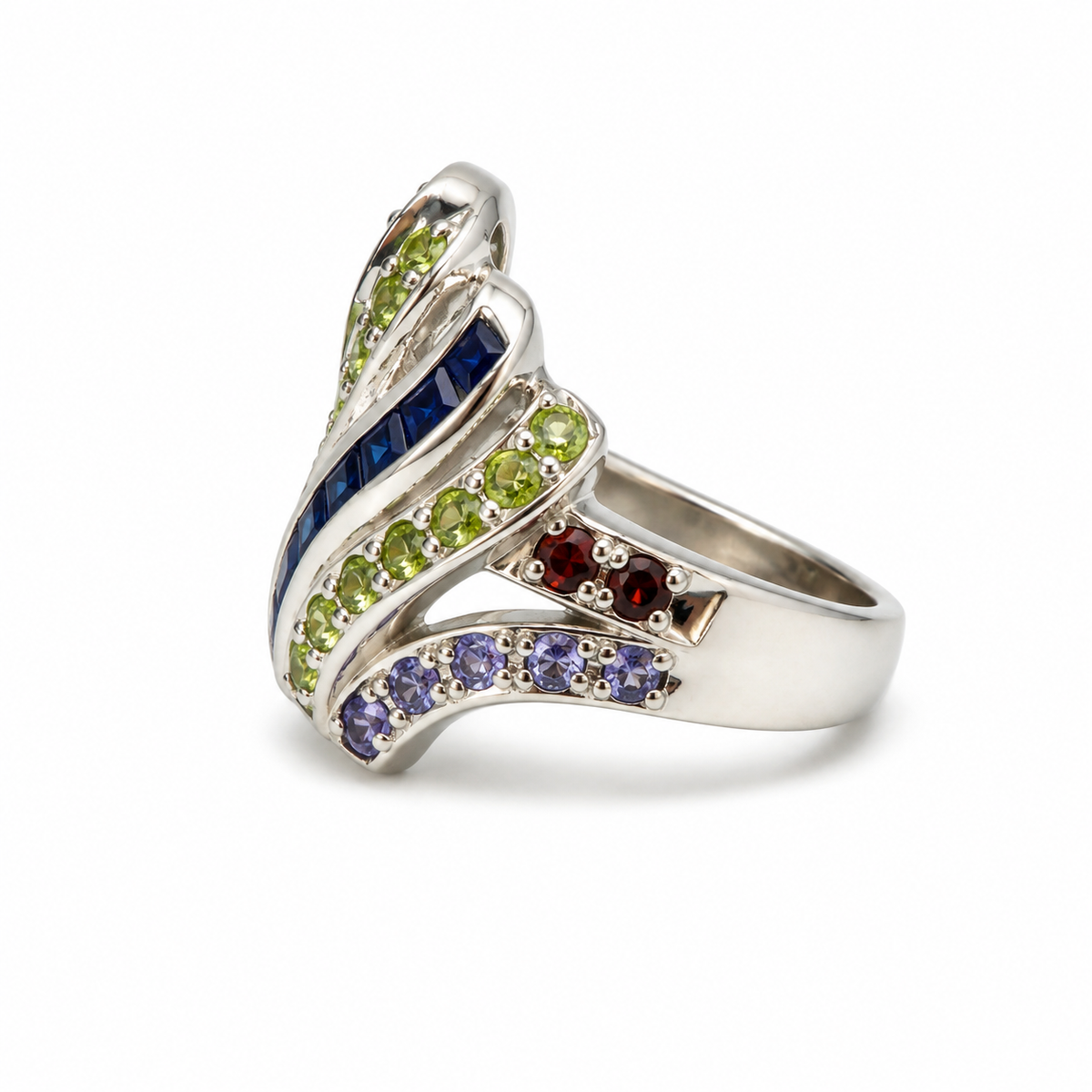 Multicolour Gemstone Vintage Sterling Silver Ring in 925 sterling silver - photo 4 of 4