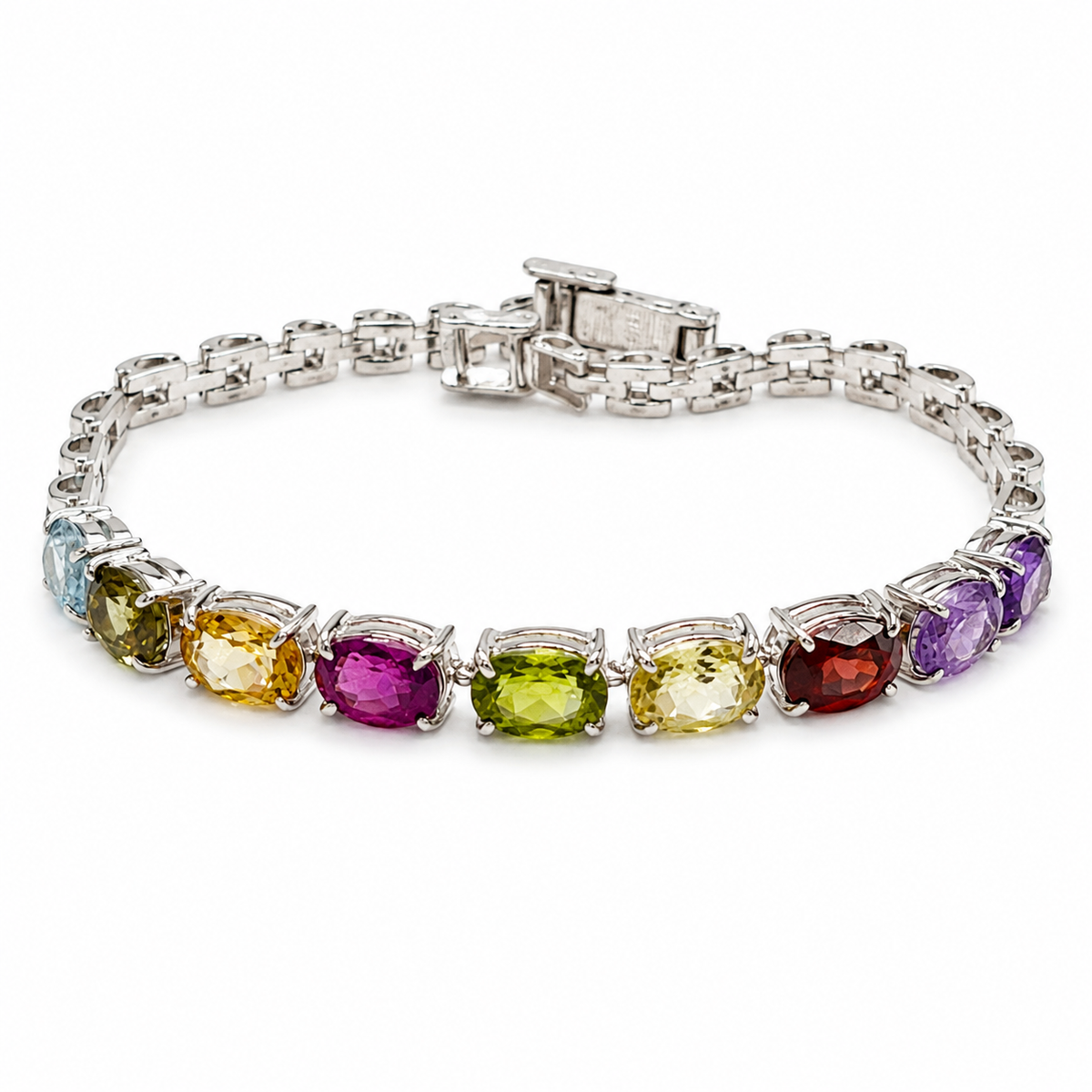 Multicolour Gemstone Sterling Silver Bracelet in 925 sterling silver - photo 4 of 4