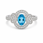 Blue Topaz Halo Sterling Silver Ring in 925 sterling silver - photo 2 of 4