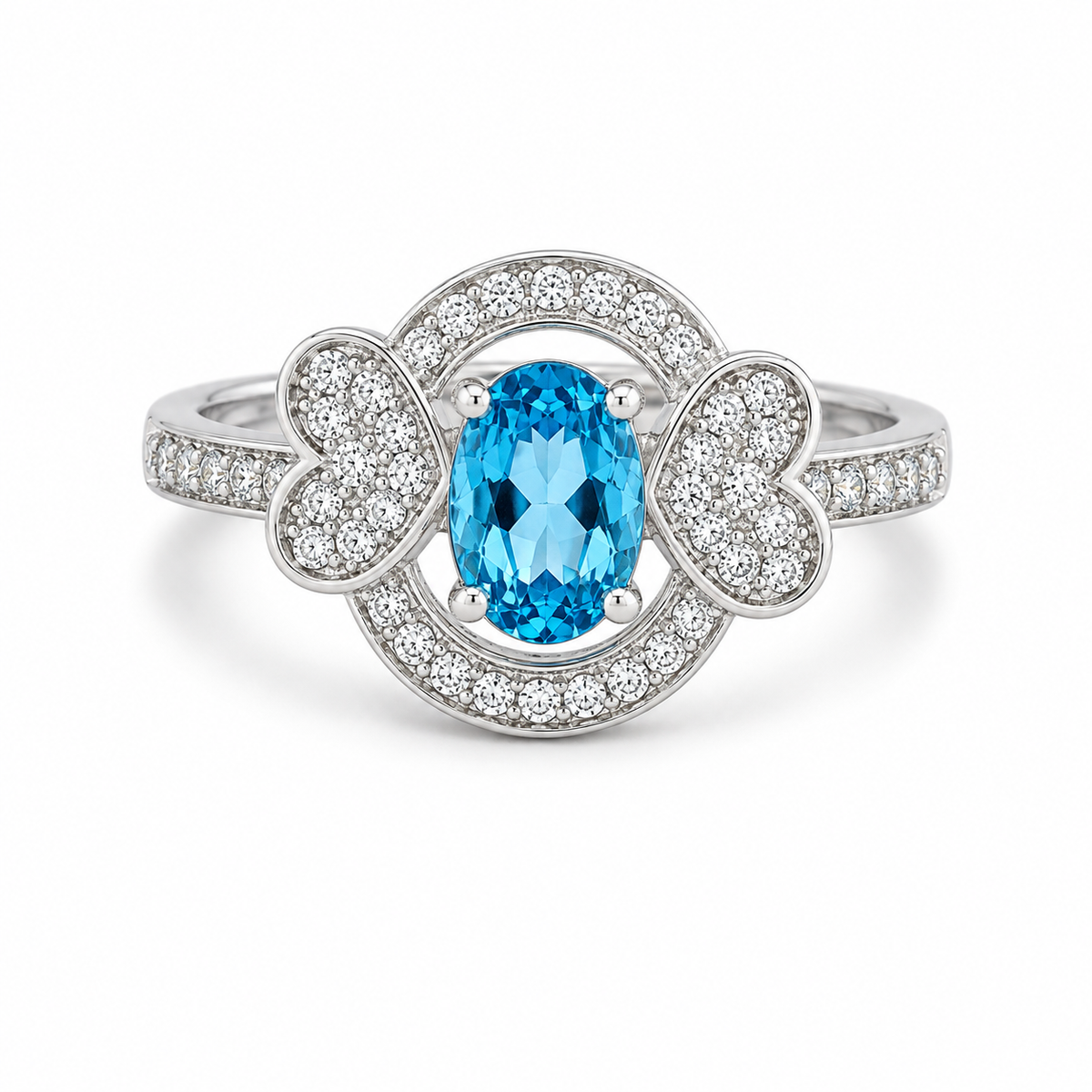 Blue Topaz Halo Sterling Silver Ring in 925 sterling silver - photo 2 of 4
