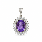 Amethyst & American Diamond Sterling Silver Pendant in 925 sterling silver - photo 5 of 5