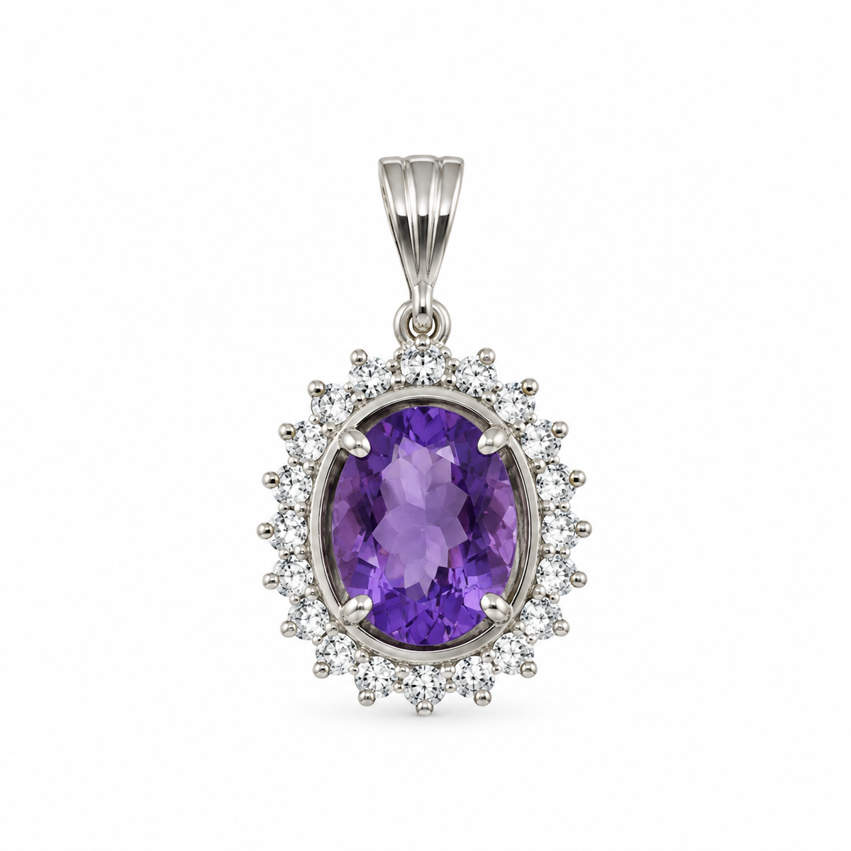 Amethyst & American Diamond Sterling Silver Pendant in 925 sterling silver - photo 5 of 5