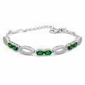 Dioptase & American Diamond Sterling Silver Bracelet in 925 sterling silver - photo 1 of 4
