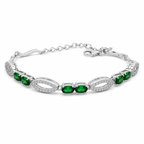 Dioptase & American Diamond Sterling Silver Bracelet in 925 sterling silver - photo 1 of 4