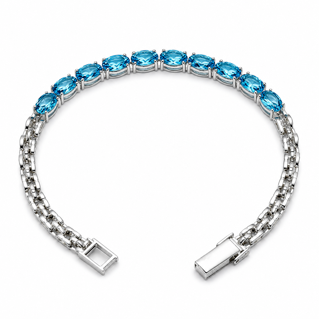 Blue Topaz Sterling Silver Bracelet in 925 sterling silver - photo 4 of 4
