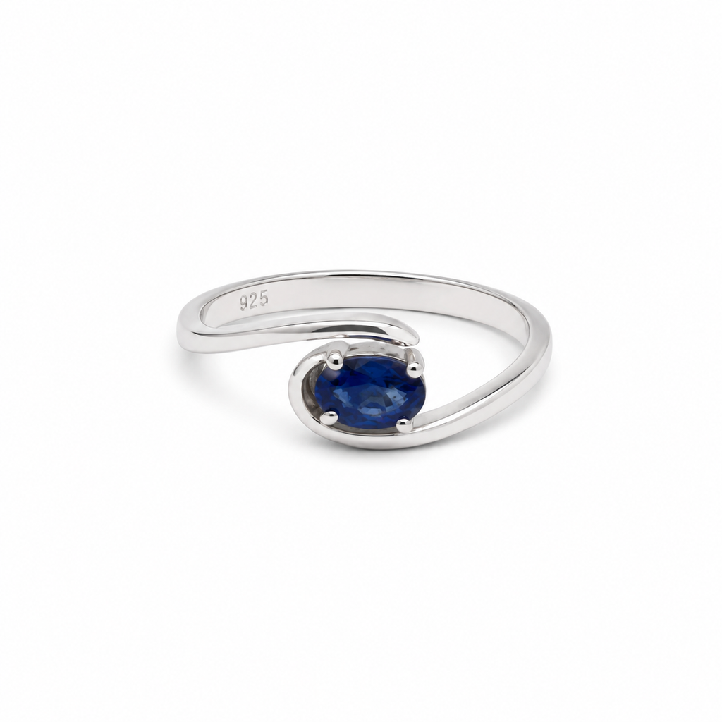 Blue Sapphire Solitaire Sterling Silver Ring in 925 sterling silver - photo 2 of 7