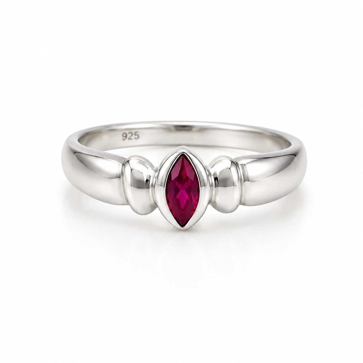 Ruby Solitaire Sterling Silver Ring in 925 sterling silver - photo 2 of 6