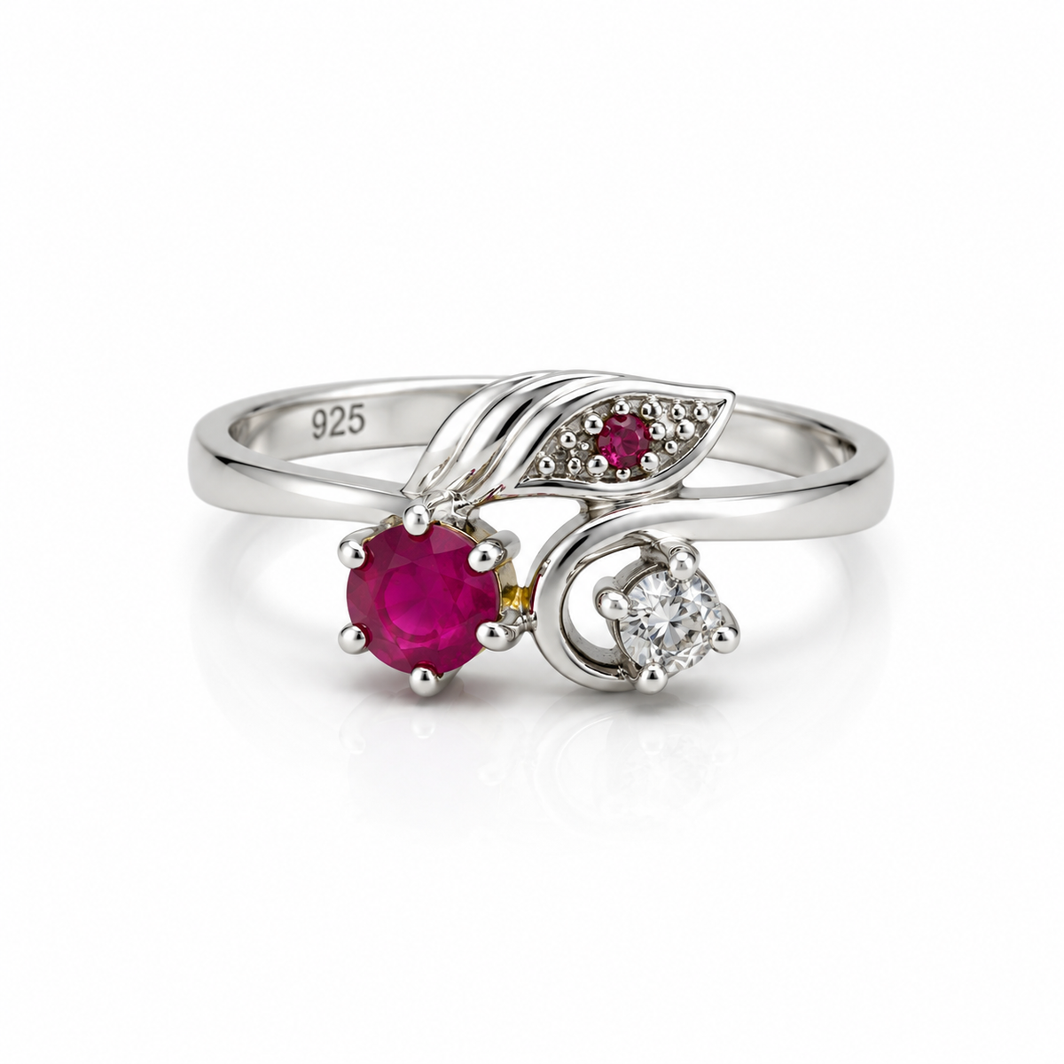 Ruby Floral Sterling Silver Ring in 925 sterling silver - photo 4 of 6