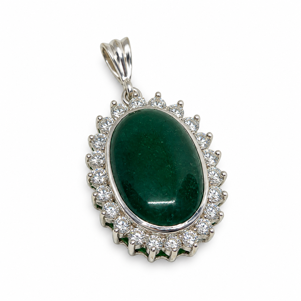 Agate & American Diamond Sterling Silver Pendant in 925 sterling silver - photo 4 of 4