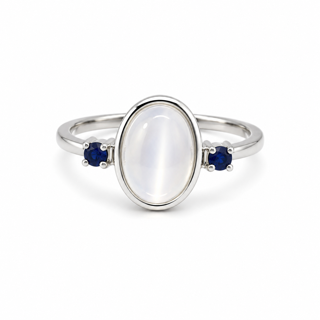 Moonstone Three-Stone Sterling Silver Ring in 925 sterling silver - photo 3 of 4