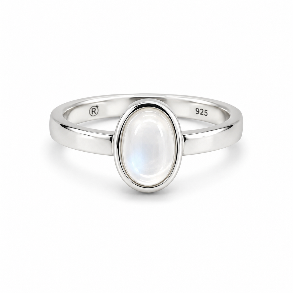 Moonstone Solitaire Sterling Silver Ring in 925 sterling silver - photo 2 of 3