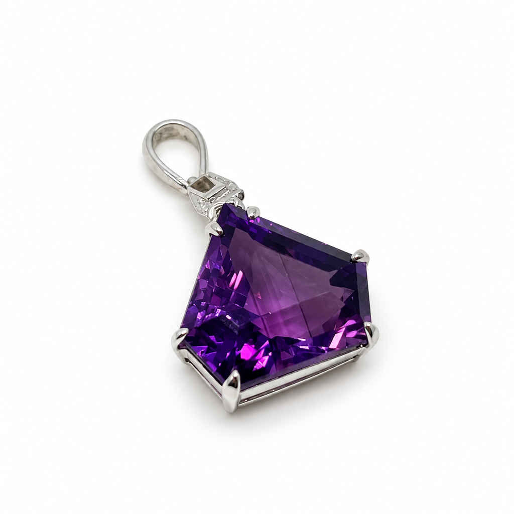 Amethyst & American Diamond Sterling Silver Pendant in 925 sterling silver - photo 2 of 4