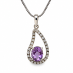 Amethyst & American Diamond Sterling Silver Pendant in 925 sterling silver - photo 6 of 6