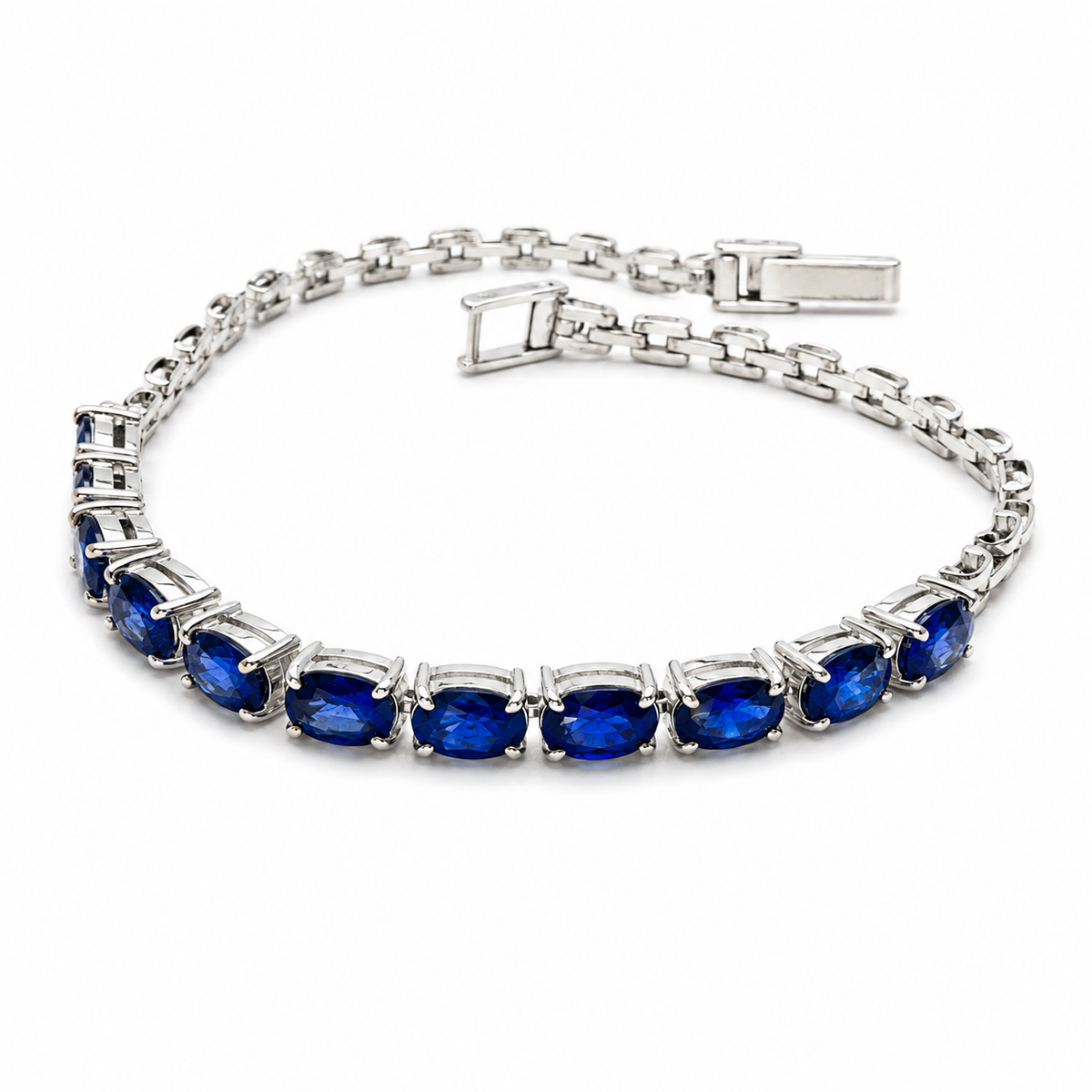 Blue Sapphire Sterling Silver Bracelet in 925 sterling silver - photo 2 of 4
