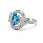 Blue Topaz Halo Sterling Silver Ring in 925 sterling silver - photo 3 of 4