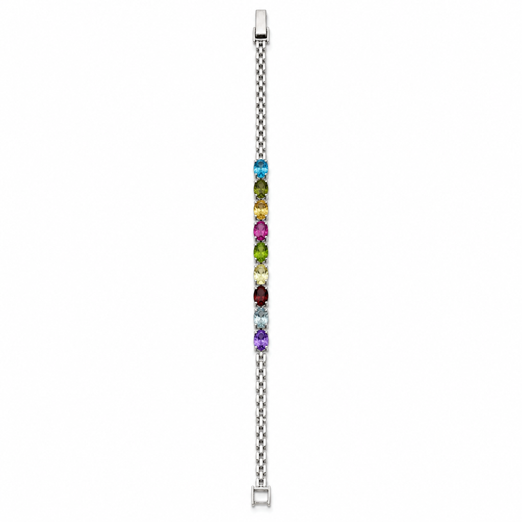 Multicolour Gemstone Sterling Silver Bracelet in 925 sterling silver - photo 3 of 4