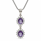 Amethyst & American Diamond Sterling Silver Pendant in 925 sterling silver - photo 5 of 5