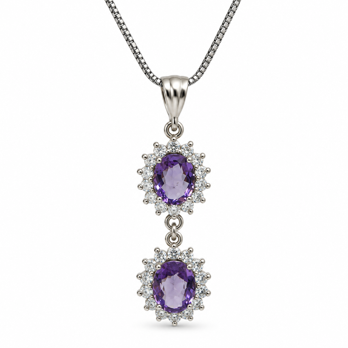 Amethyst & American Diamond Sterling Silver Pendant in 925 sterling silver - photo 5 of 5
