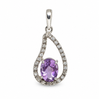 Amethyst & American Diamond Sterling Silver Pendant in 925 sterling silver - photo 1 of 6