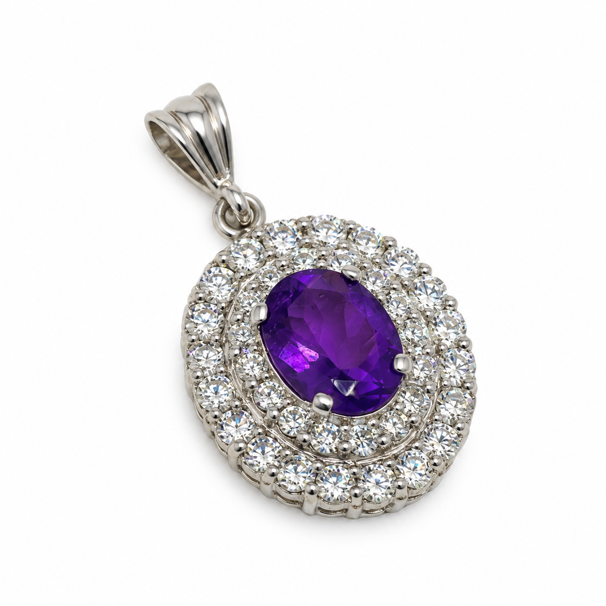 Blue Sapphire & American Diamond Sterling Silver Pendant in 925 sterling silver - photo 3 of 4