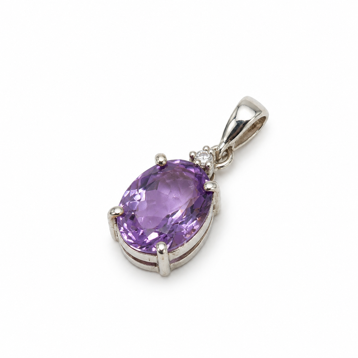 Amethyst & American Diamond Sterling Silver Pendant in 925 sterling silver - photo 4 of 4