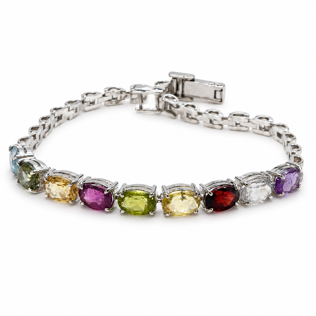 Multicolour Gemstone Sterling Silver Bracelet in 925 sterling silver - photo 1 of 4