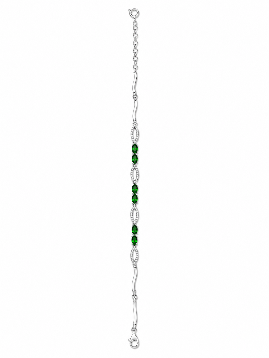Dioptase & American Diamond Sterling Silver Bracelet in 925 sterling silver - photo 4 of 4