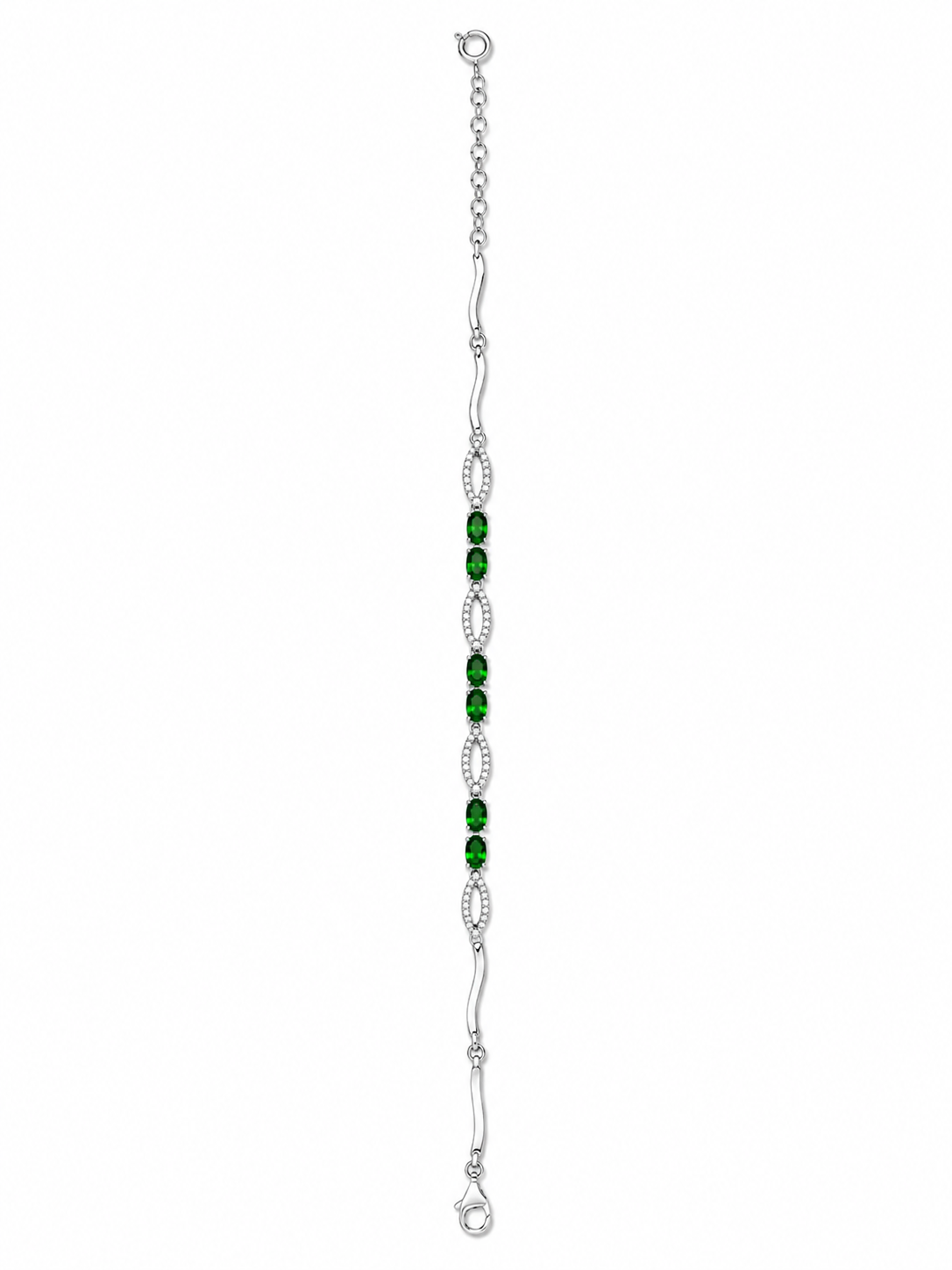 Dioptase & American Diamond Sterling Silver Bracelet in 925 sterling silver - photo 4 of 4
