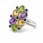 Multicolour Gemstone Vintage Sterling Silver Ring in 925 sterling silver - photo 3 of 4