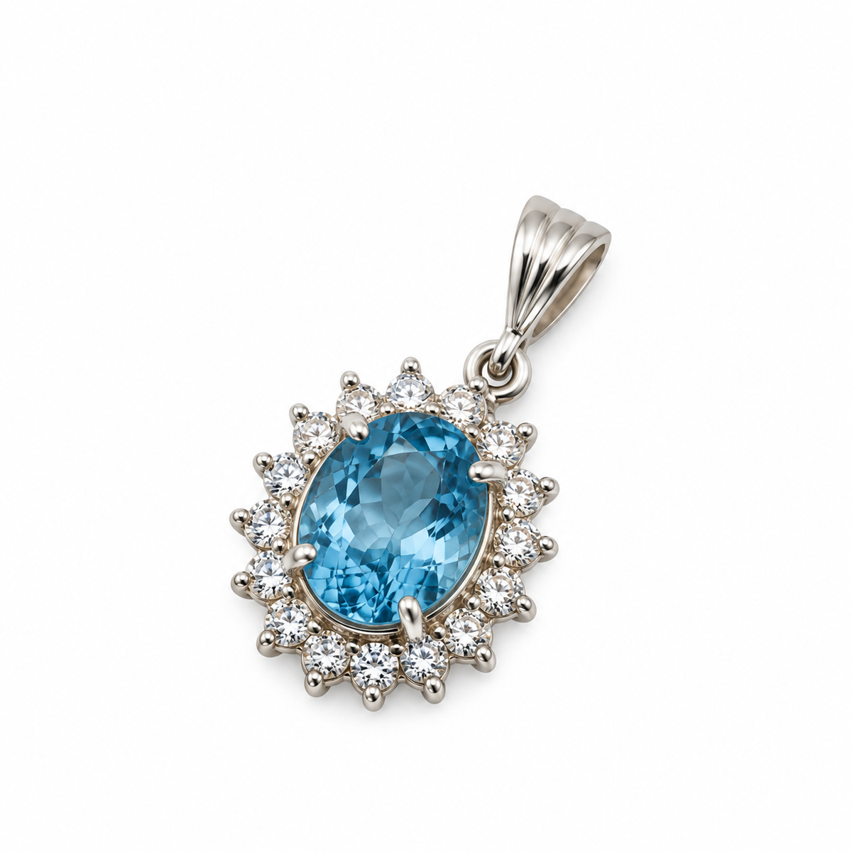 Blue Topaz & American Diamond Sterling Silver Pendant in 925 sterling silver - photo 4 of 4