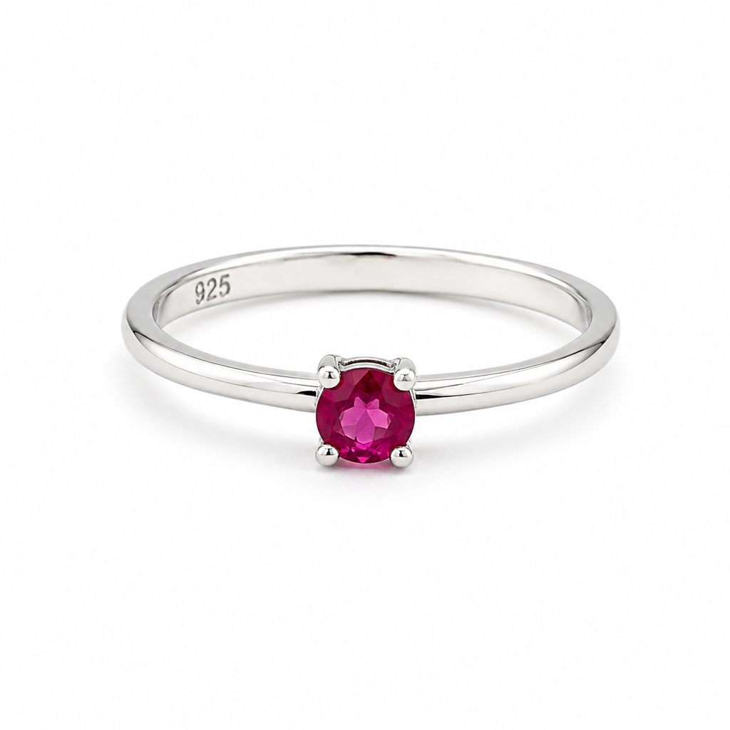 Pink Sapphire Solitaire Sterling Silver Ring in 925 sterling silver - photo 2 of 4