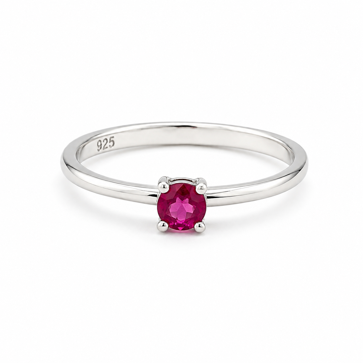 Pink Sapphire Solitaire Sterling Silver Ring in 925 sterling silver - photo 2 of 4