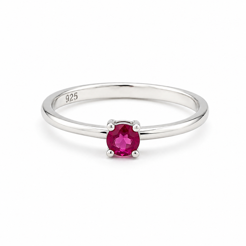 Pink Sapphire Solitaire Sterling Silver Ring in 925 sterling silver - photo 2 of 4