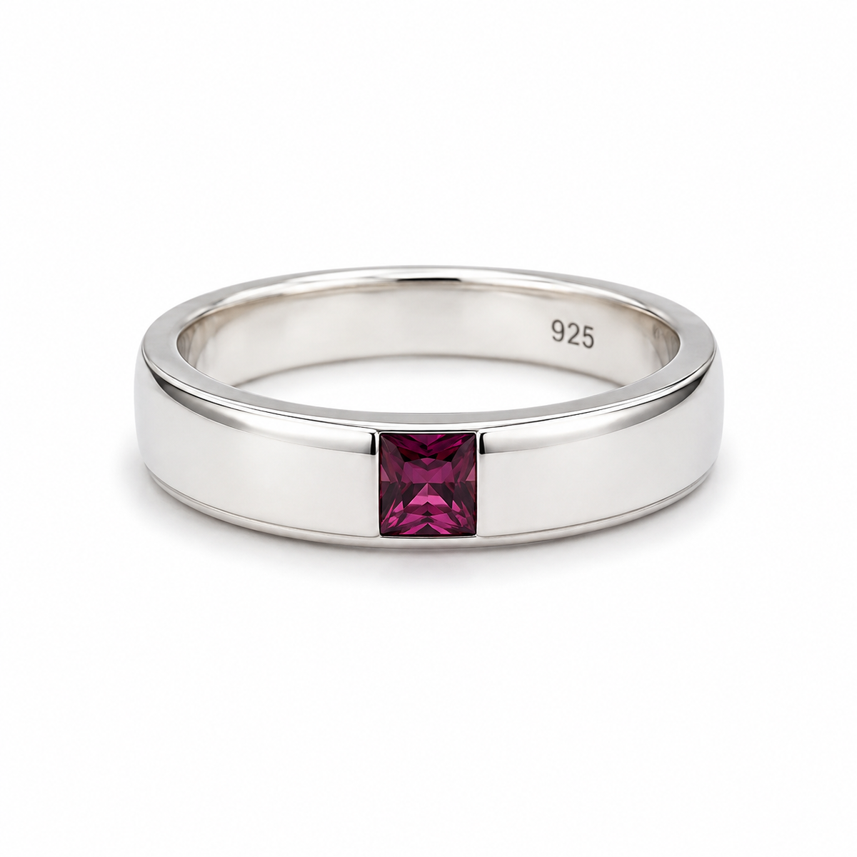 Garnet Solitaire Sterling Silver Ring in 925 sterling silver - photo 2 of 4