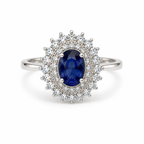 Blue Sapphire Halo Sterling Silver Ring in 925 sterling silver - photo 2 of 4