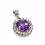 Amethyst & American Diamond Sterling Silver Pendant in 925 sterling silver - photo 2 of 5