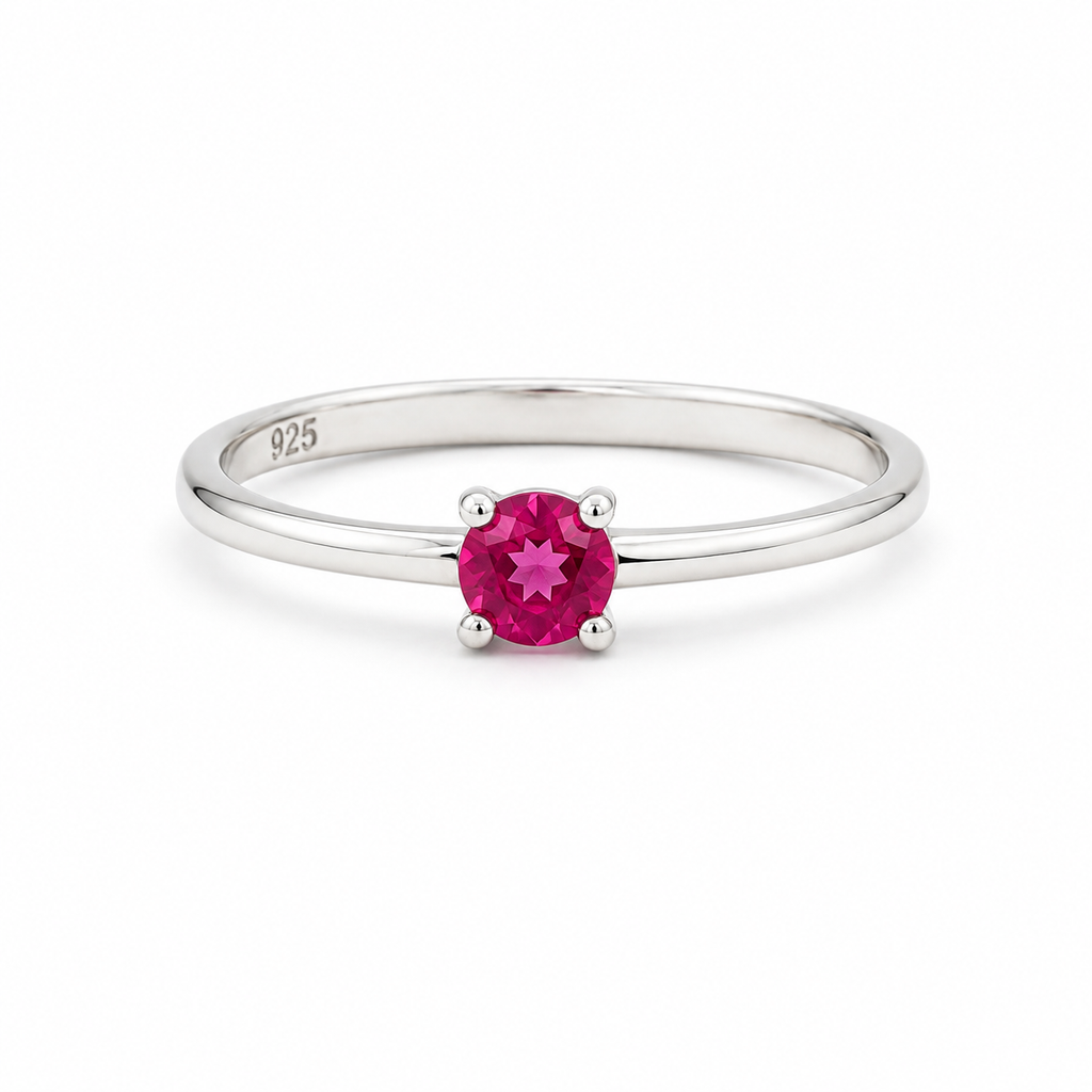 Pink Sapphire Solitaire Sterling Silver Ring in 925 sterling silver - photo 1 of 4