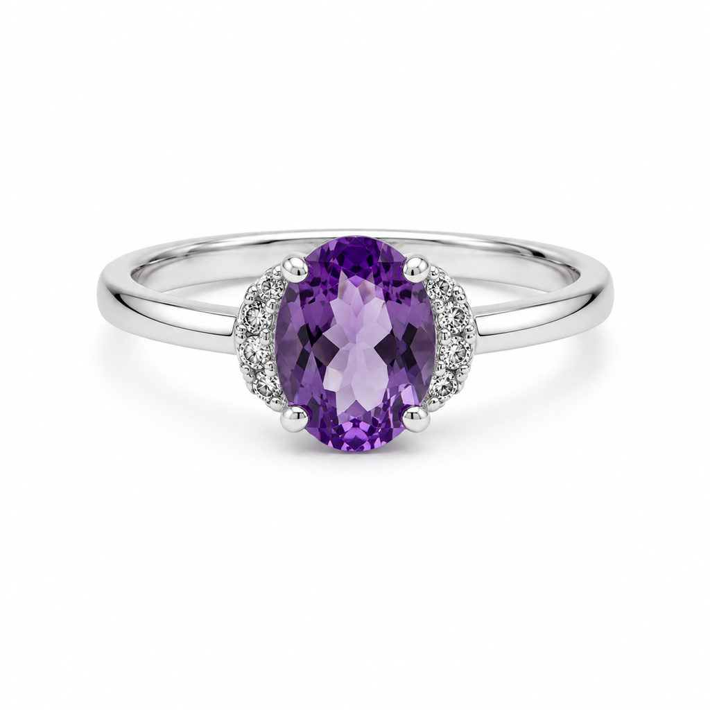 Amethyst Solitaire Sterling Silver Ring in 925 sterling silver - photo 2 of 4