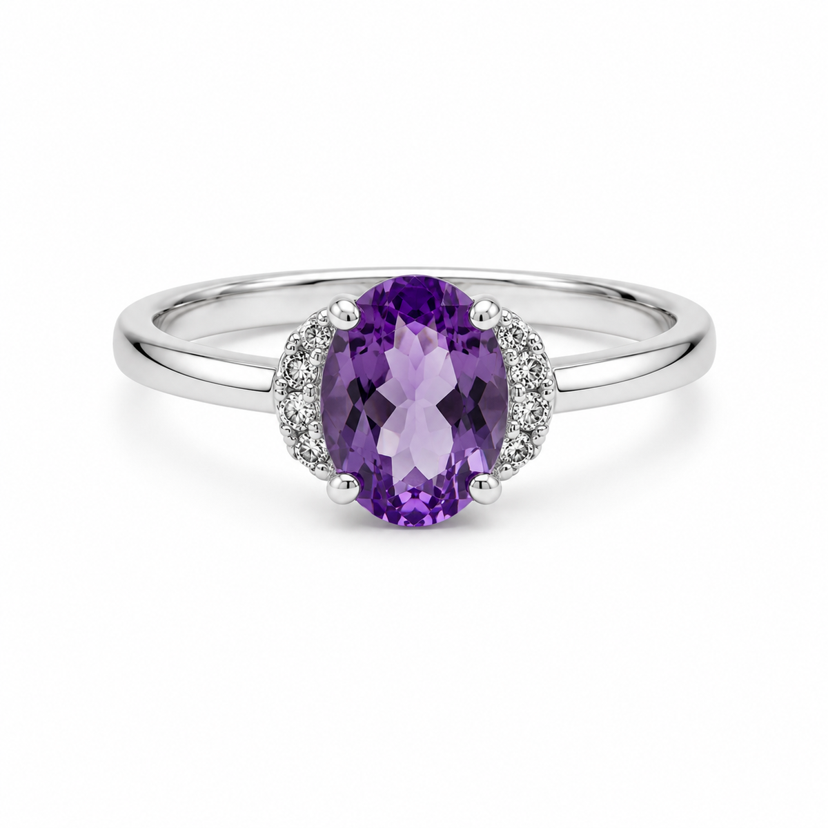Amethyst Solitaire Sterling Silver Ring in 925 sterling silver - photo 2 of 4