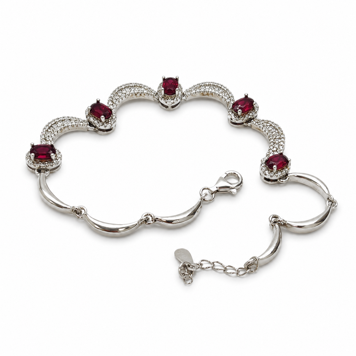 Garnet & American Diamond Sterling Silver Bracelet in 925 sterling silver - photo 2 of 4