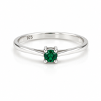 Tsavorite Solitaire Sterling Silver Ring in 925 sterling silver - photo 2 of 4