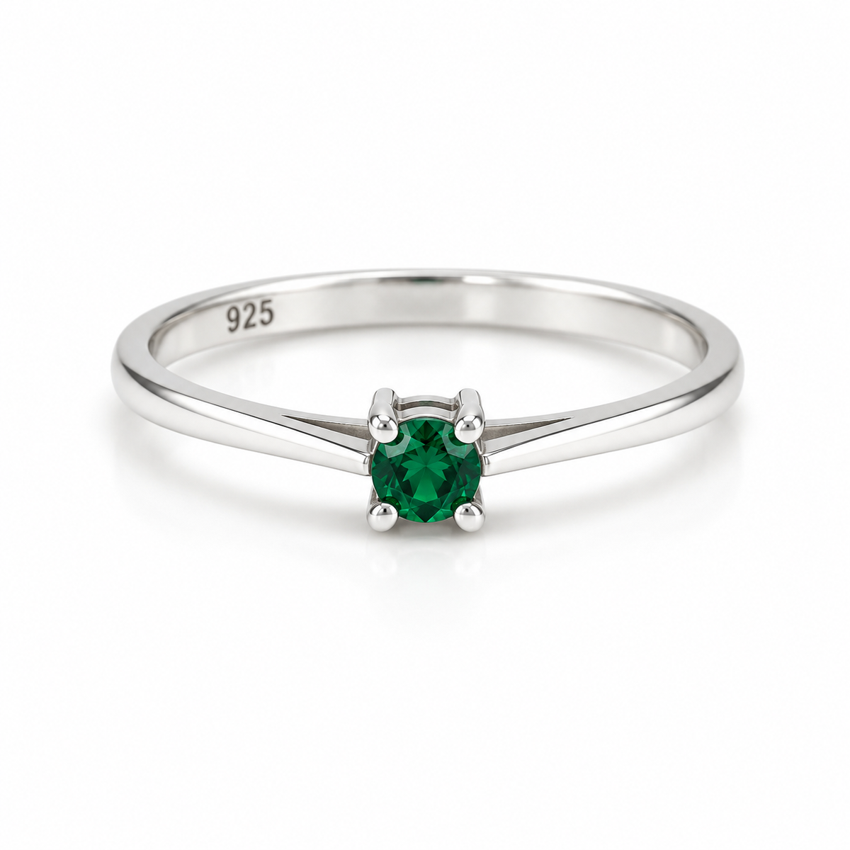 Tsavorite Solitaire Sterling Silver Ring in 925 sterling silver - photo 2 of 4