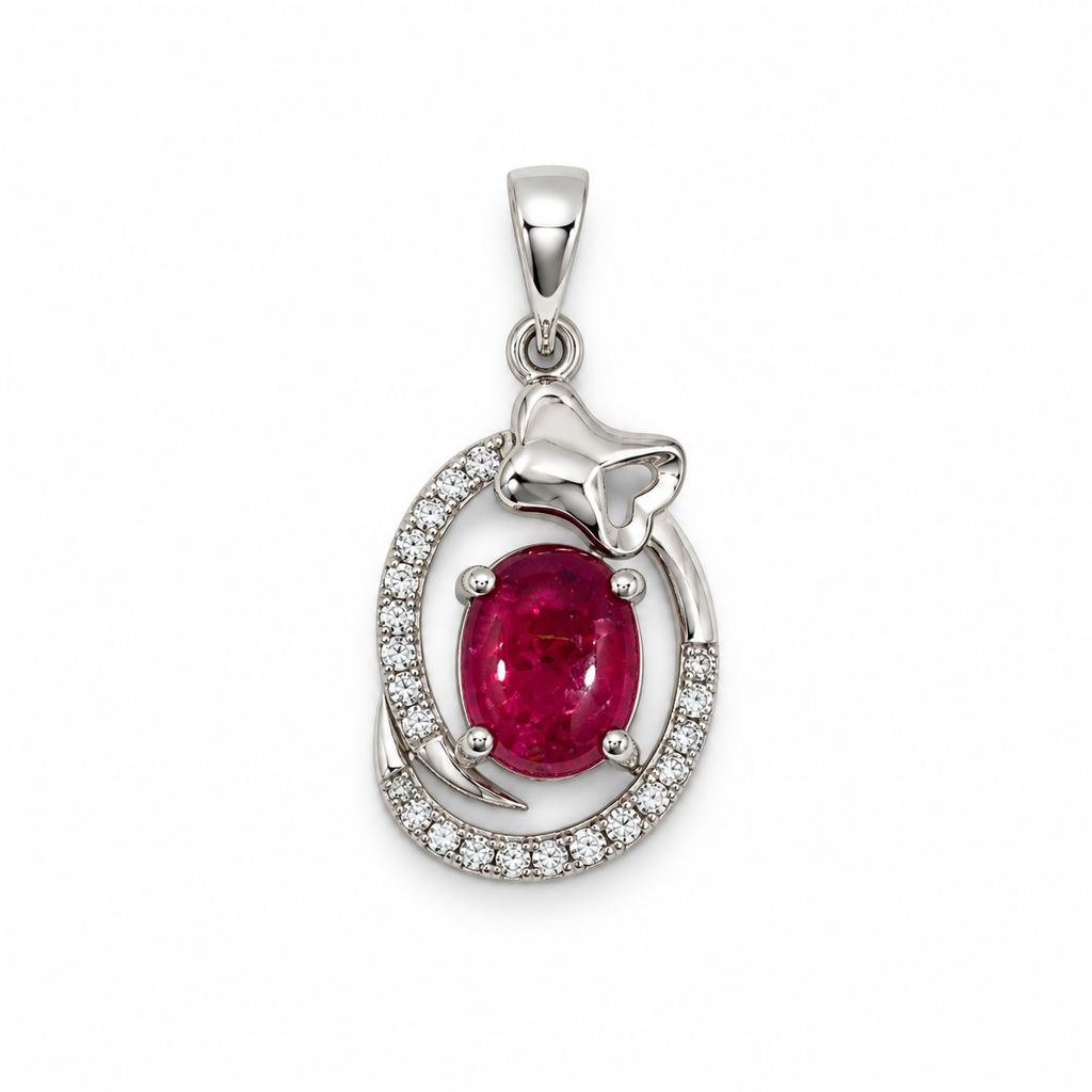 Tourmaline & American Diamond Sterling Silver Pendant in 925 sterling silver - photo 4 of 4