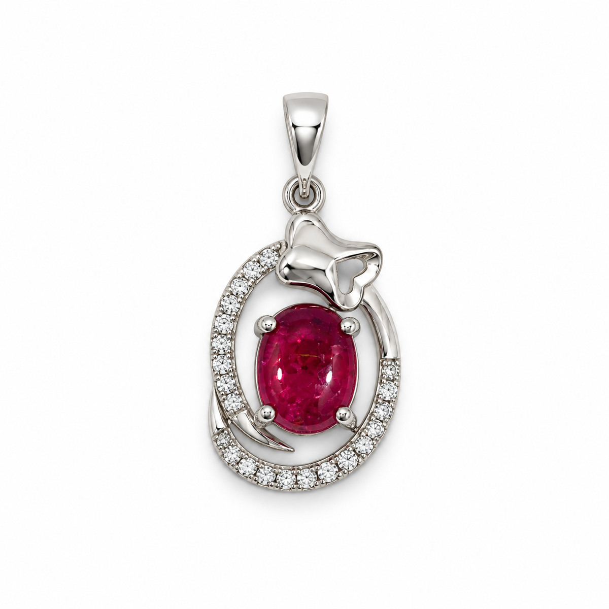 Tourmaline & American Diamond Sterling Silver Pendant in 925 sterling silver - photo 4 of 4