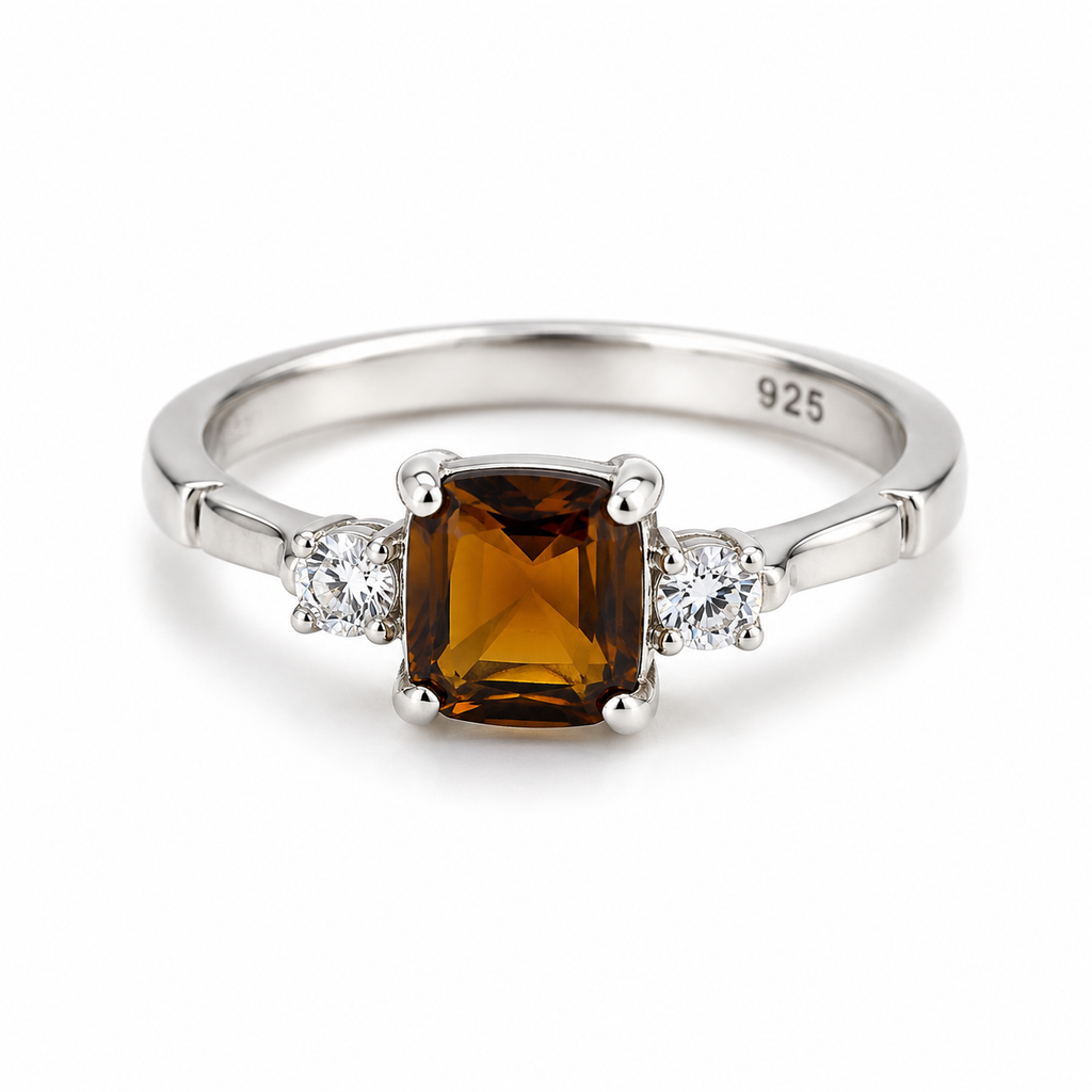 Quartz Three-Stone Sterling Silver Ring in 925 sterling silver - photo 3 of 4