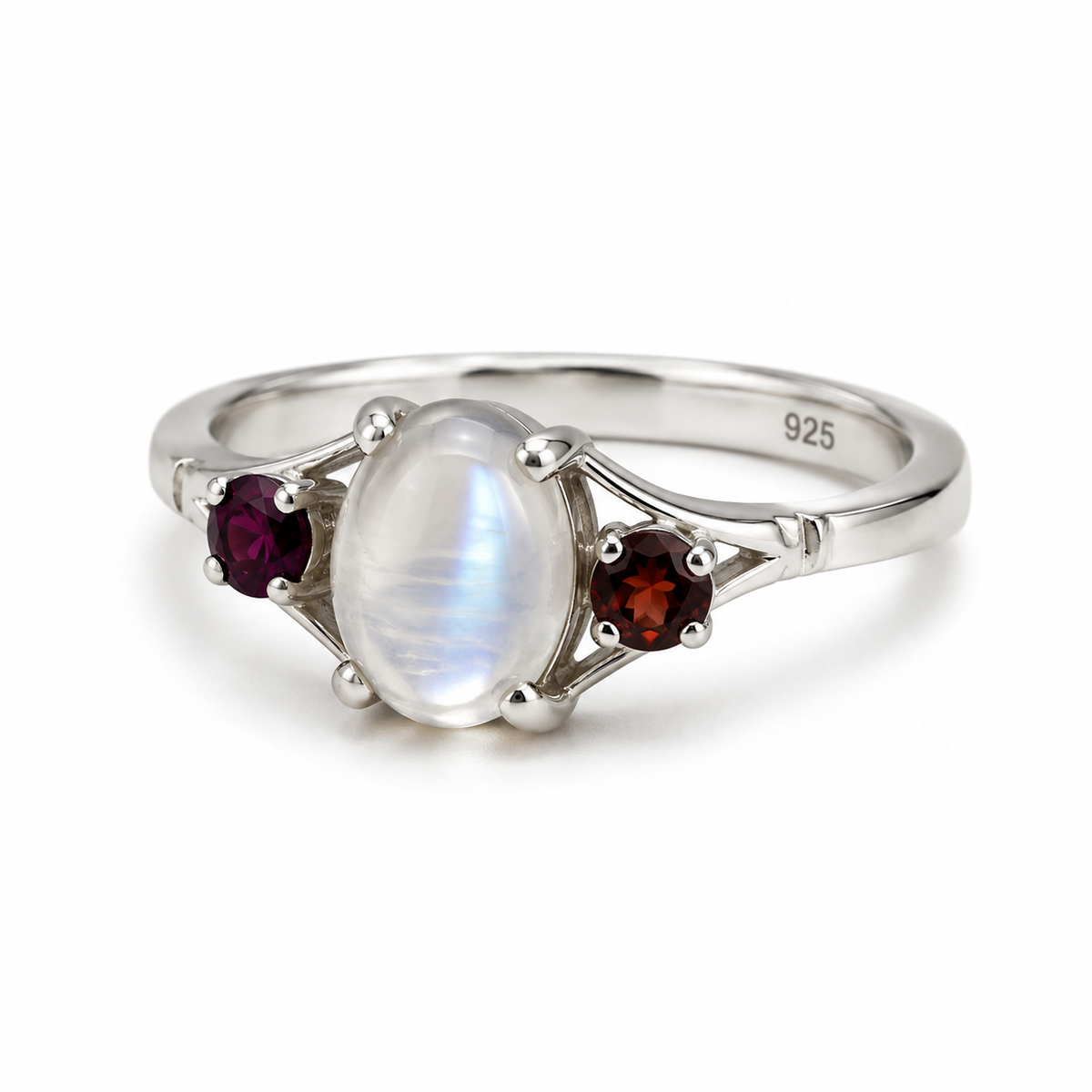 Moonstone Three-Stone Sterling Silver Ring in 925 sterling silver - photo 4 of 4