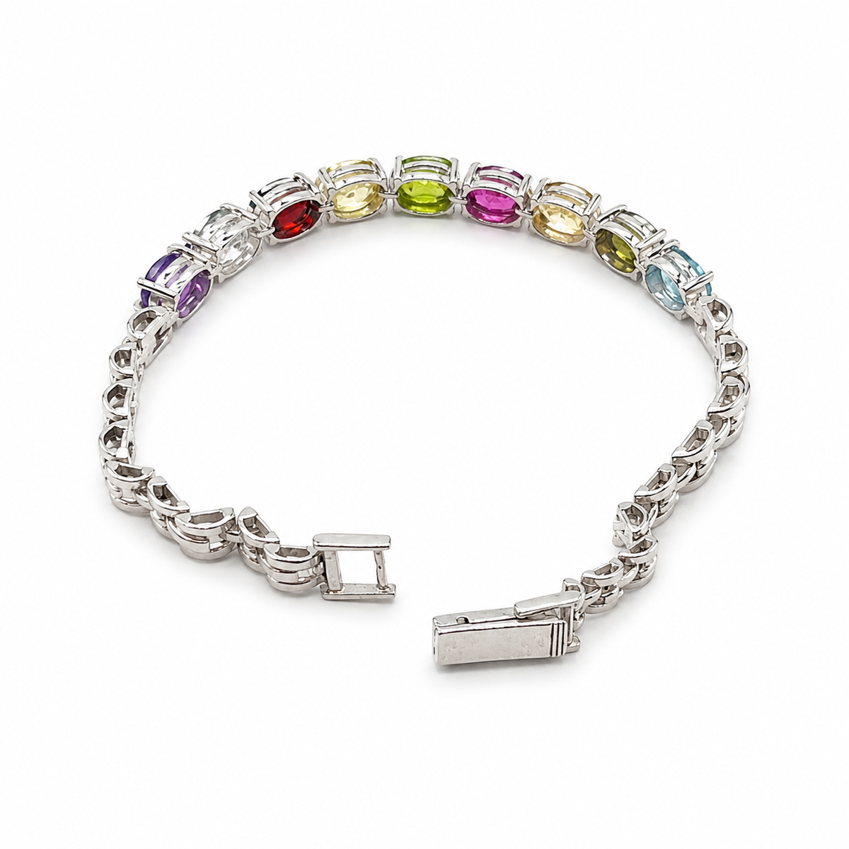 Multicolour Gemstone Sterling Silver Bracelet in 925 sterling silver - photo 2 of 4