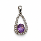 Amethyst & American Diamond Sterling Silver Pendant in 925 sterling silver - photo 2 of 6