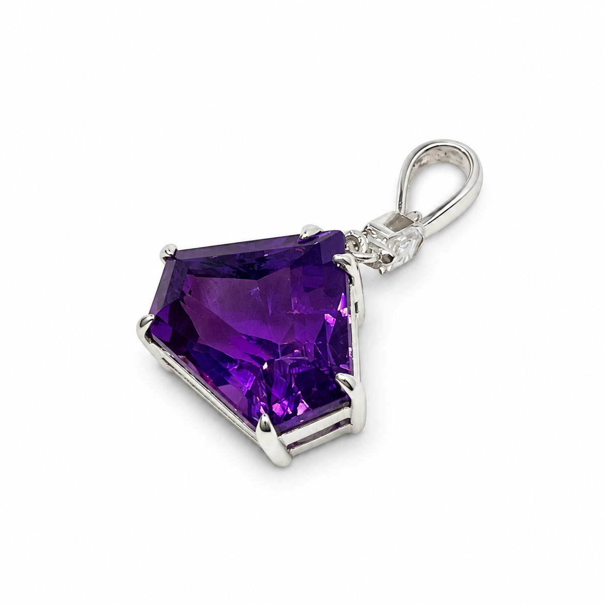 Amethyst & American Diamond Sterling Silver Pendant in 925 sterling silver - photo 3 of 4